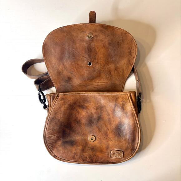 Bed Stu Sequoia Leather Crossbody Bag Tan Rustic Handmade Distressed Boho Purse - Picture 5 of 12